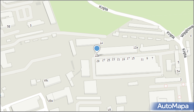 Zielona Góra, Kręta, 12b, mapa Zielona Góra