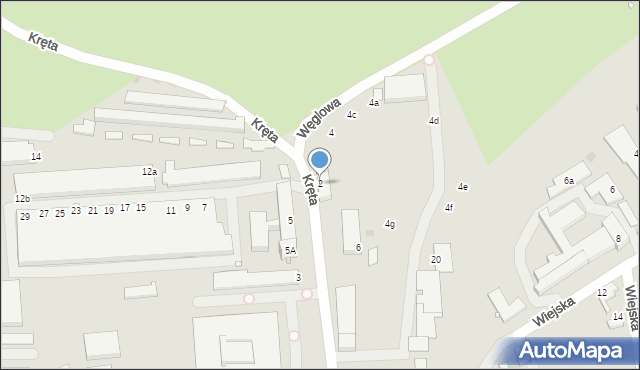 Zielona Góra, Kręta, 2, mapa Zielona Góra