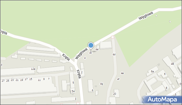 Zielona Góra, Kręta, 4c, mapa Zielona Góra