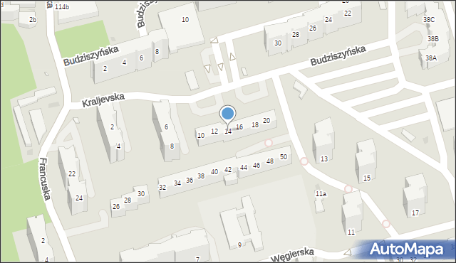 Zielona Góra, Kraljevska, 14, mapa Zielona Góra