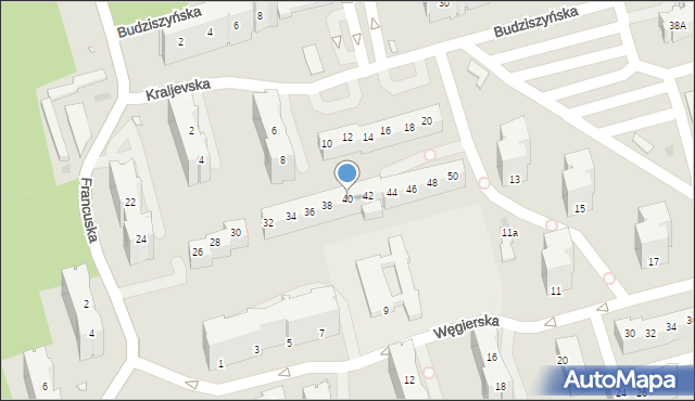 Zielona Góra, Kraljevska, 40, mapa Zielona Góra