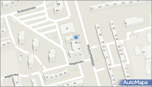 Zielona Góra, Kraljevska, 7F, mapa Zielona Góra
