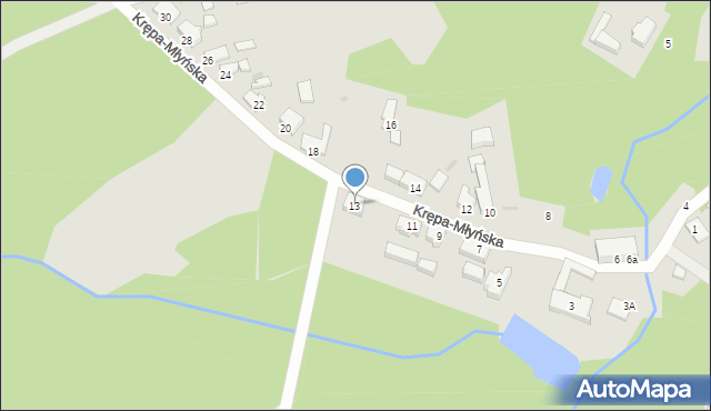 Zielona Góra, Krępa-Młyńska, 13, mapa Zielona Góra