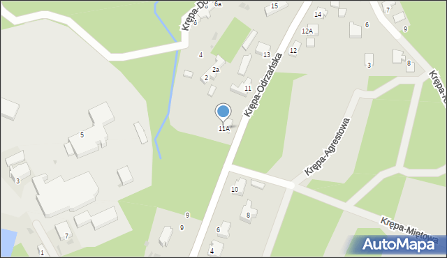 Zielona Góra, Krępa-Odrzańska, 11A, mapa Zielona Góra