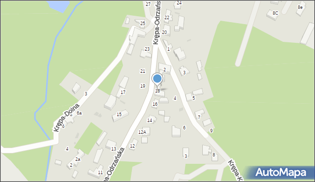 Zielona Góra, Krępa-Odrzańska, 18, mapa Zielona Góra