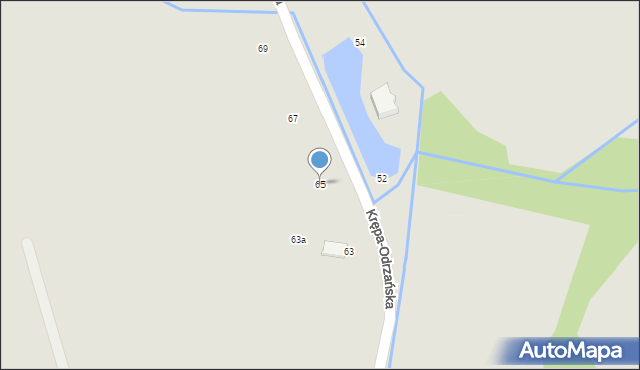 Zielona Góra, Krępa-Odrzańska, 65, mapa Zielona Góra