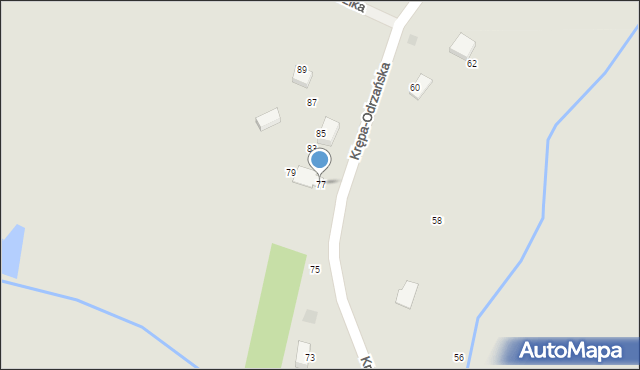 Zielona Góra, Krępa-Odrzańska, 77, mapa Zielona Góra