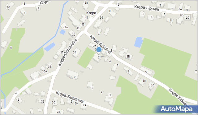 Zielona Góra, Krępa-Szkolna, 2, mapa Zielona Góra