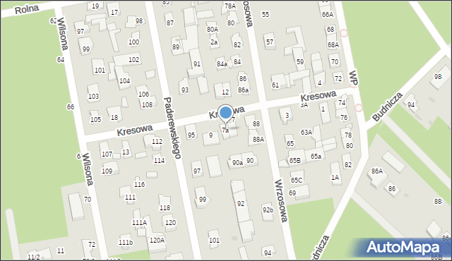 Zielonka, Kresowa, 7a, mapa Zielonka