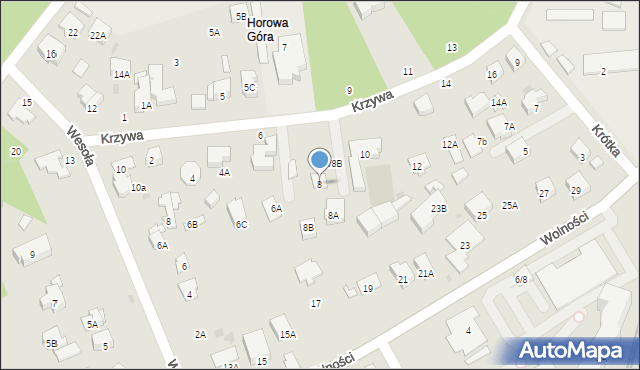 Zielonka, Krzywa, 8, mapa Zielonka