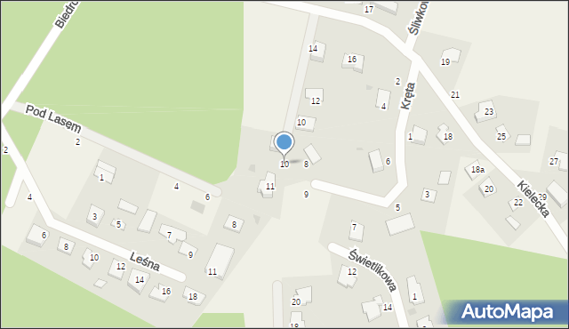 Zielonka, Kręta, 10, mapa Zielonka