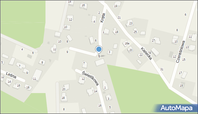 Zielonka, Kręta, 5, mapa Zielonka