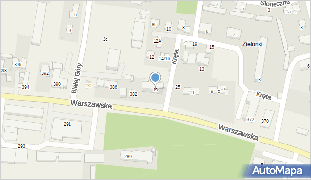 Zielonki-Parcela, Kręta, 18, mapa Zielonki-Parcela
