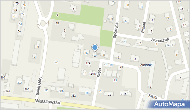 Zielonki-Parcela, Kręta, 8A, mapa Zielonki-Parcela