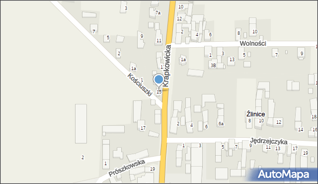Źlinice, Krapkowicka, 15, mapa Źlinice