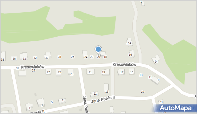 Złocieniec, Kresowiaków, 20, mapa Złocieniec