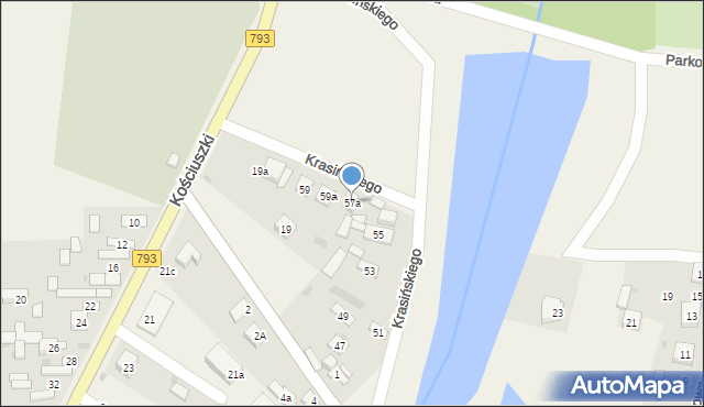 Złoty Potok, Krasińskiego, 57a, mapa Złoty Potok