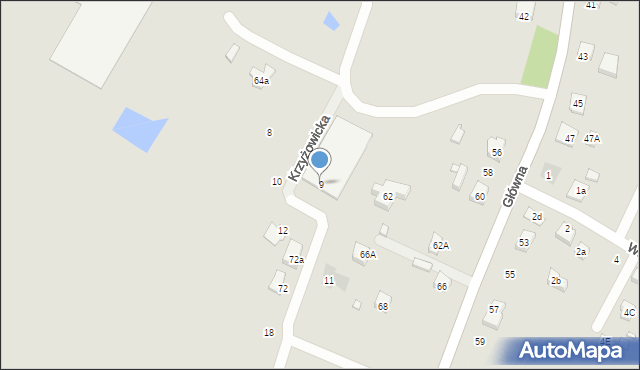 Żory, Krzyżowicka, 9, mapa Żor