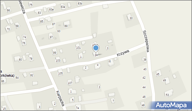 Zręcin, Krzywa, 1A, mapa Zręcin