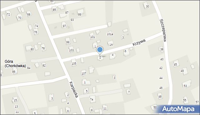 Zręcin, Krzywa, 2, mapa Zręcin