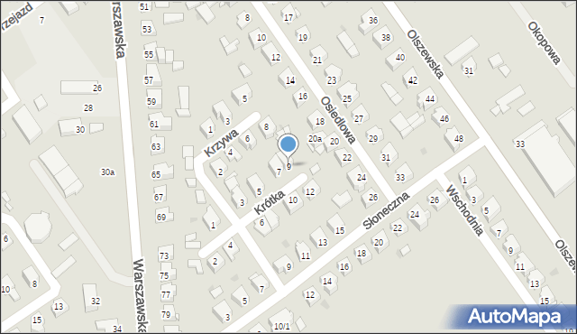 Żuromin, Krótka, 9, mapa Żuromin