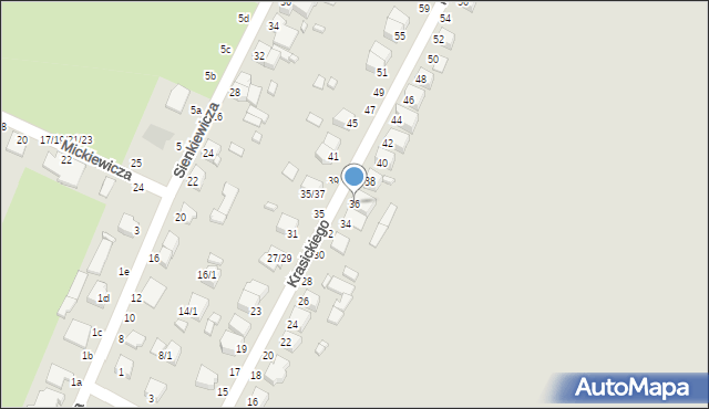 Żychlin, Krasickiego Ignacego, bp., 36, mapa Żychlin