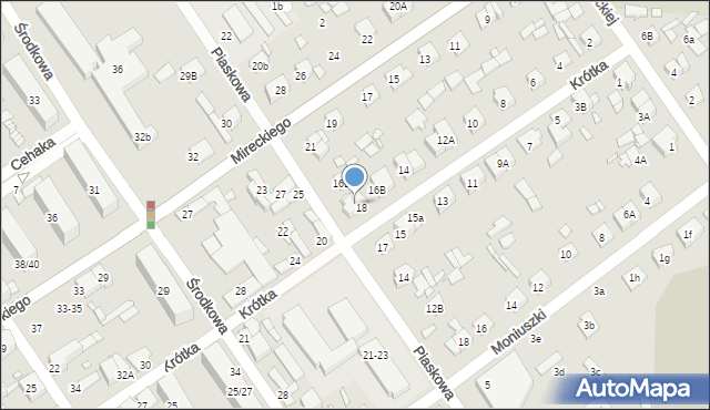 Żyrardów, Krótka, 18A, mapa Żyrardów