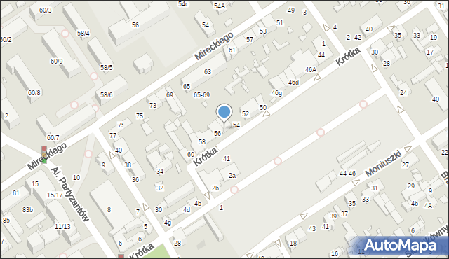 Żyrardów, Krótka, 56A, mapa Żyrardów