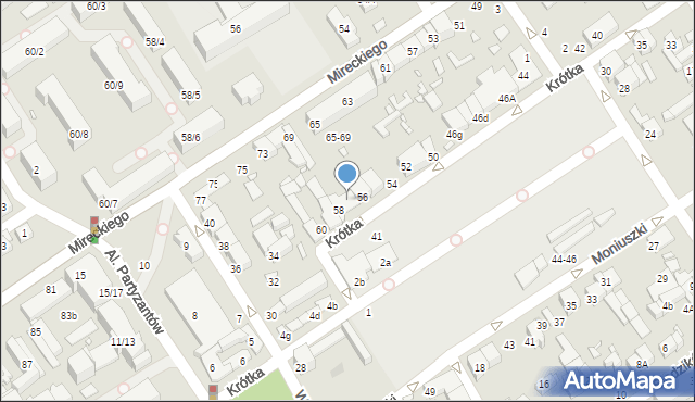 Żyrardów, Krótka, 56B, mapa Żyrardów