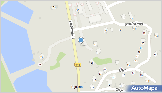 Żywiec, Krakowska, 48, mapa Żywiec