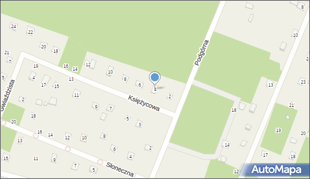 Adamów-Parcel, Księżycowa, 4, mapa Adamów-Parcel