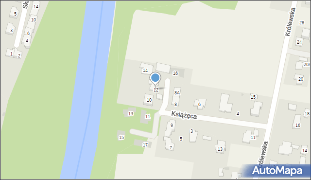 Aleksandrów, Książęca, 12, mapa Aleksandrów