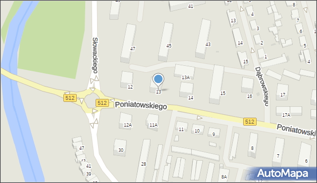 Bartoszyce, Księcia Józefa Poniatowskiego, 13, mapa Bartoszyce