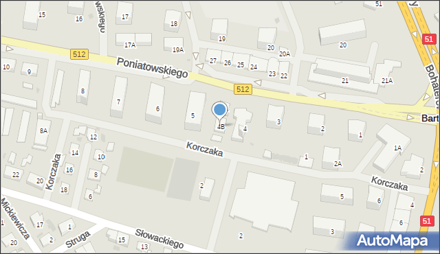 Bartoszyce, Księcia Józefa Poniatowskiego, 4B, mapa Bartoszyce