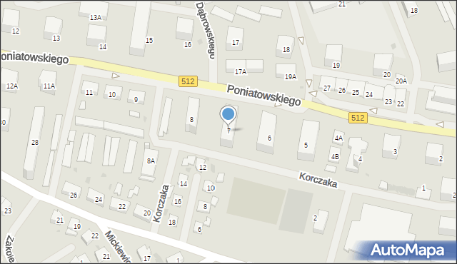 Bartoszyce, Księcia Józefa Poniatowskiego, 7, mapa Bartoszyce