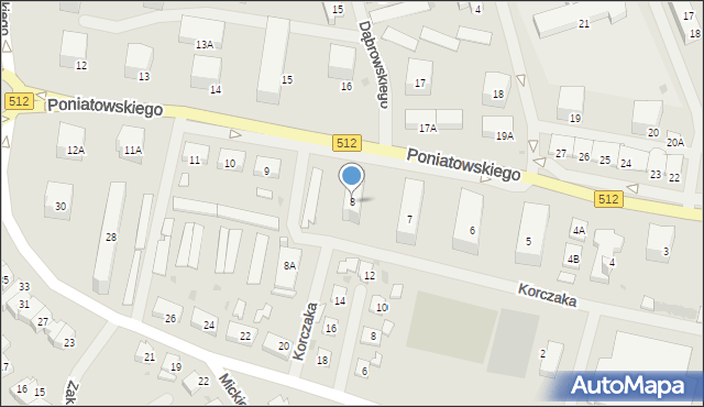 Bartoszyce, Księcia Józefa Poniatowskiego, 8, mapa Bartoszyce