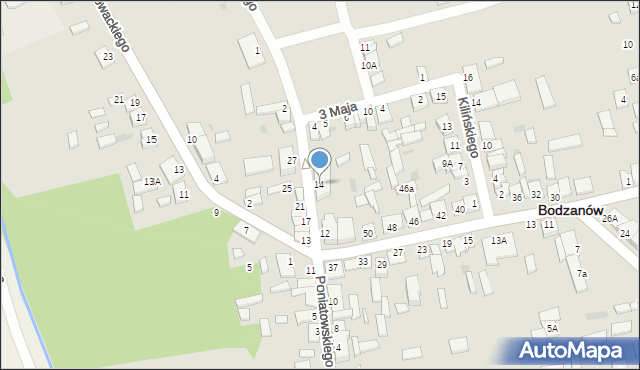 Bodzanów, Księcia Józefa Poniatowskiego, 14, mapa Bodzanów
