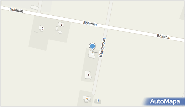 Bolemin, Księżycowa, 4, mapa Bolemin