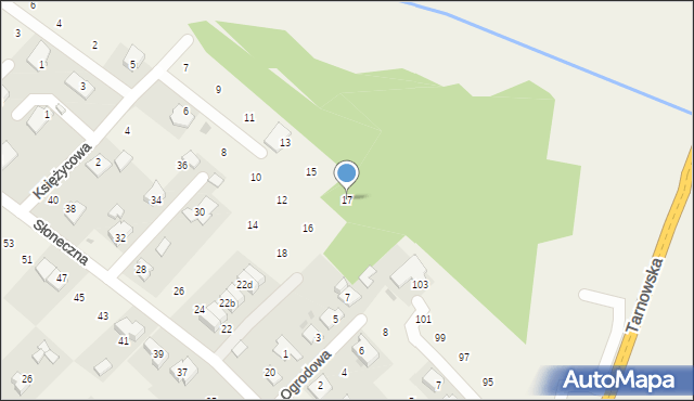 Brzozówka, Księżycowa, 17, mapa Brzozówka