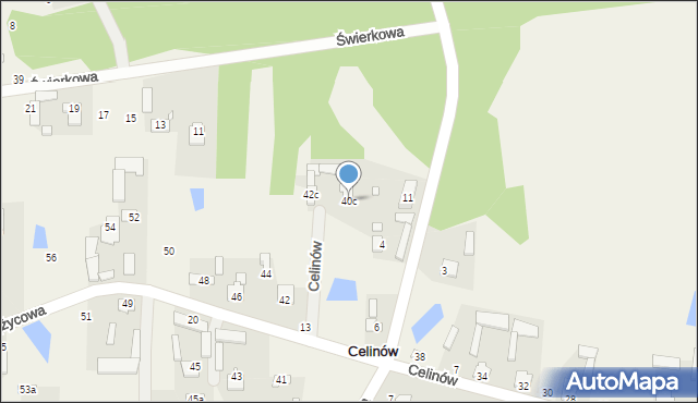 Celinów, Księżycowa, 40c, mapa Celinów