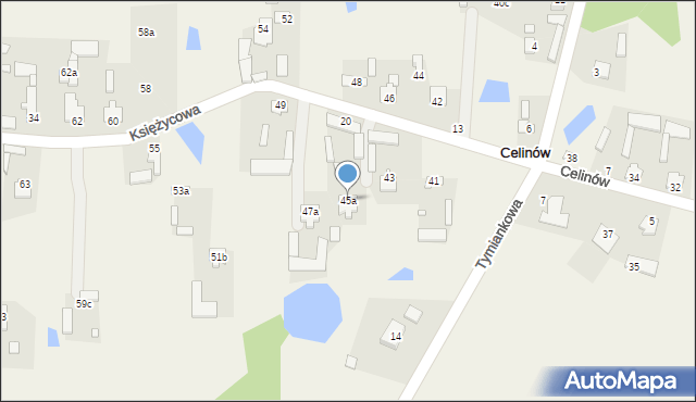 Celinów, Księżycowa, 45a, mapa Celinów