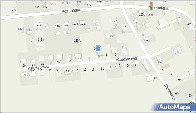 Chomęcice, Księżycowa, 10, mapa Chomęcice