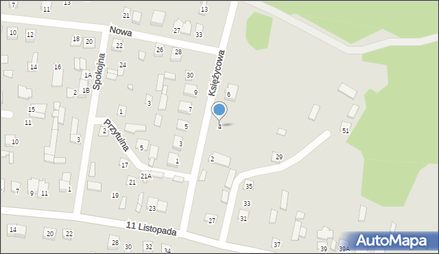 Chorzele, Księżycowa, 4, mapa Chorzele