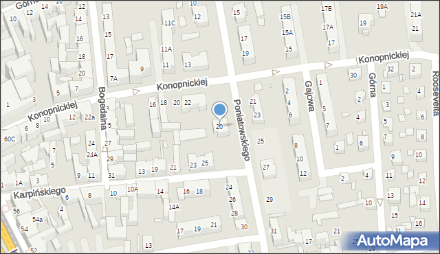 Chorzów, Księcia Józefa Poniatowskiego, 20, mapa Chorzów