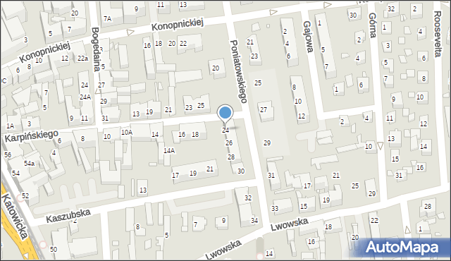 Chorzów, Księcia Józefa Poniatowskiego, 24, mapa Chorzów