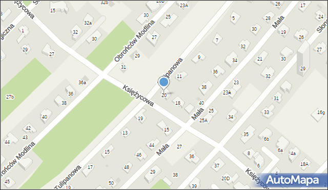 Chotomów, Księżycowa, 20, mapa Chotomów