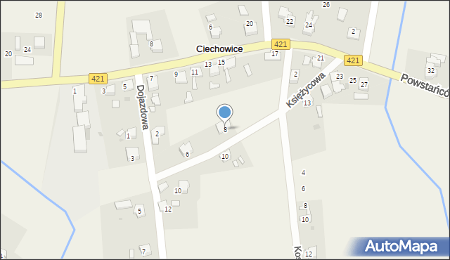 Ciechowice, Księżycowa, 8, mapa Ciechowice