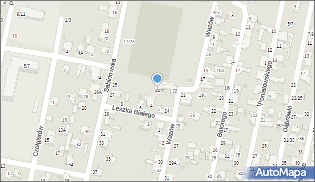 Częstochowa, Księcia Leszka Białego, 4A, mapa Częstochowy