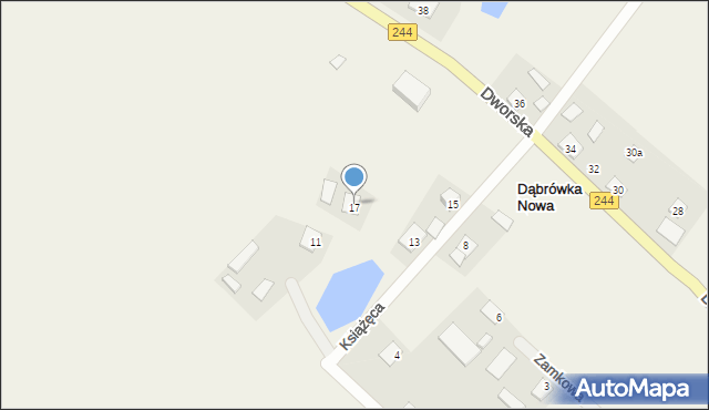 Dąbrówka Nowa, Książęca, 17, mapa Dąbrówka Nowa