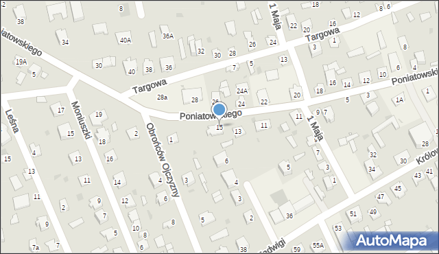 Długosiodło, Księcia Józefa Poniatowskiego, 15, mapa Długosiodło